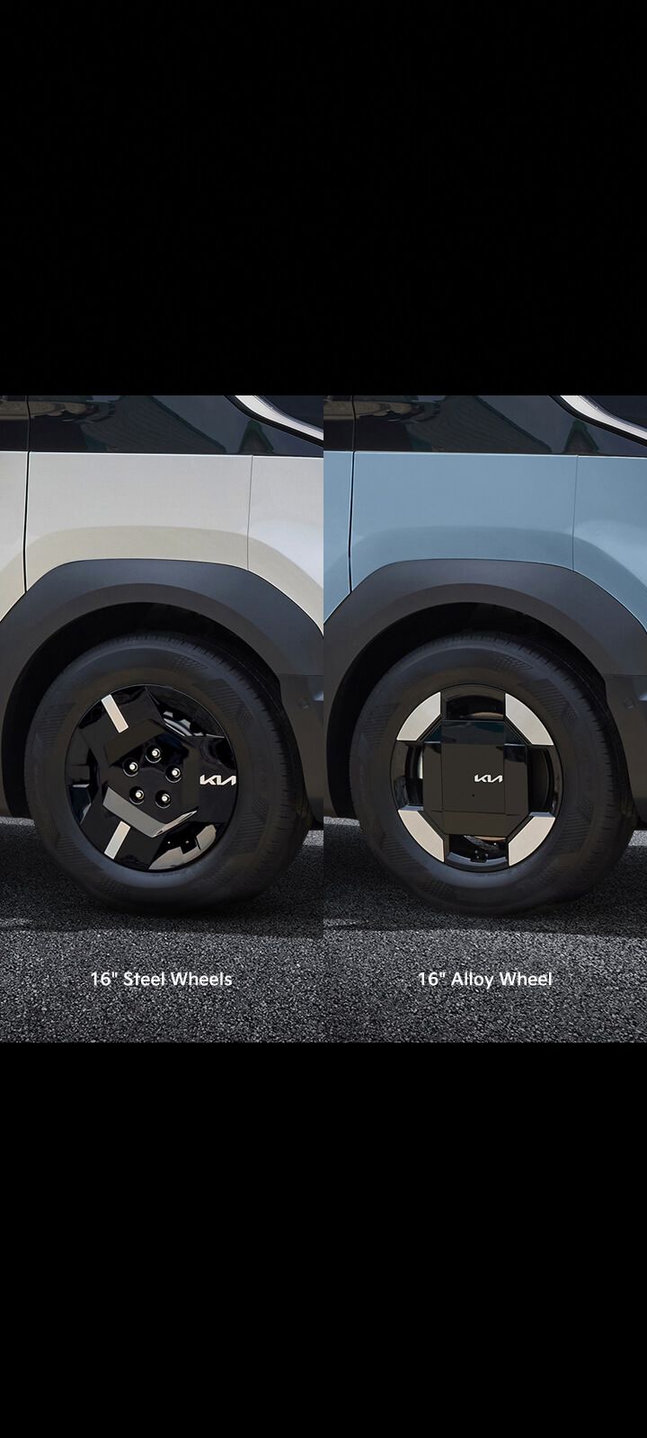 Seitenansicht des Kia PV5 Passenger mit sichtbarer Fege/Rad. 